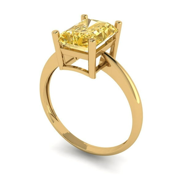 2.5ct radiant cut yellow moissanite 18k yellow gold Bridal Wedding Engagement Promise Anniversary Ring for Women size 9.5