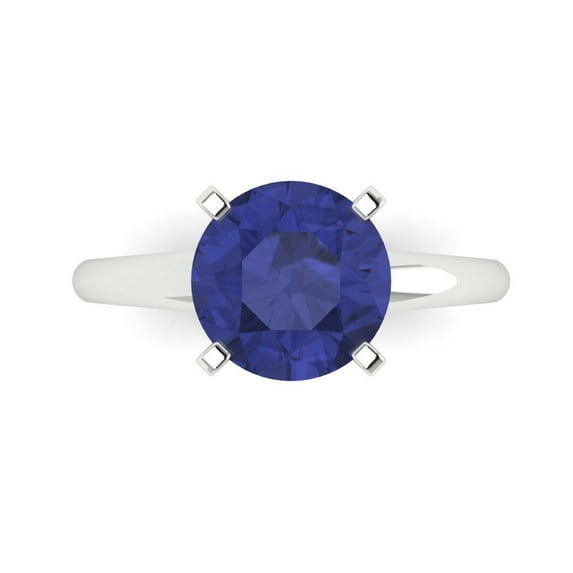 2.5 ctw Solitaire Anniversary Ring for Women | Round Cut Simulated Tanzanite | Hyperallergenic Solid 18K White Gold