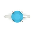 thumbnail image 1 of 2.5 ctw Solitaire Anniversary Ring for Women | Round Cut Simulated Turquoise | Hyperallergenic Solid 18K White Gold, 1 of 5