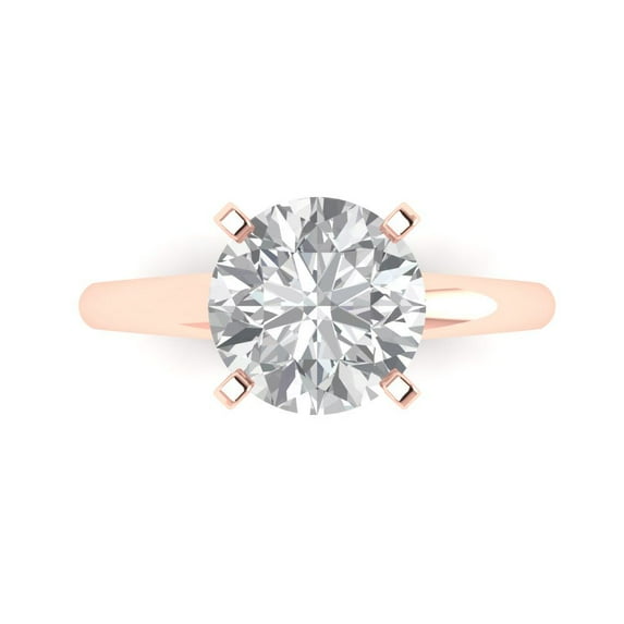 2.5 ctw Solitaire Anniversary Ring for Women | Round Cut White Sapphire | Hyperallergenic Solid 14K Rose Gold