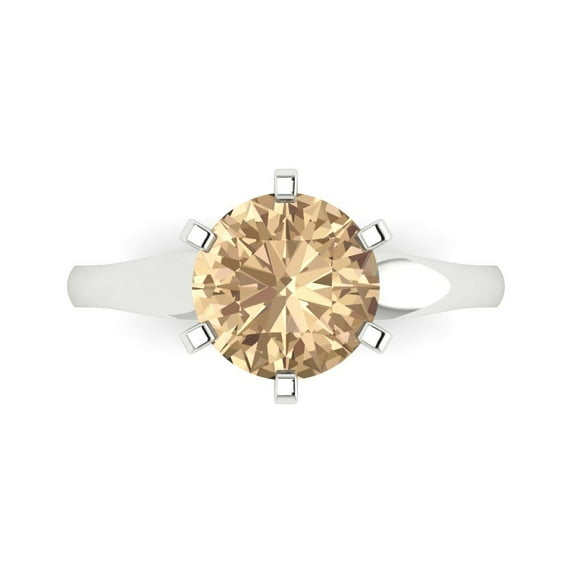 2.5 ct Round Cut Yellow Moissanite Solitaire 18K White Gold Womens Engagement Ring