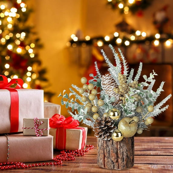 2.5ft Pre-Decorated Tabletop Artificial Christmas Tree with Pine Cones & Berries | PVC Branches & Wood Base | Indoor Winter Holiday Decor for Home, Office, Party