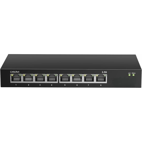 2.5gb , 8 Port Ethernet Unmanaged, 60Gbps Switching Capacity, Ideal for 2.5Gbps NAS/PC, 4K Video, Console, AP, Desktop Wall Mount, Fanless Design, Plug and Play