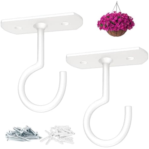 2.5in Ceiling Hooks for Hanging Plants 2Pack White
