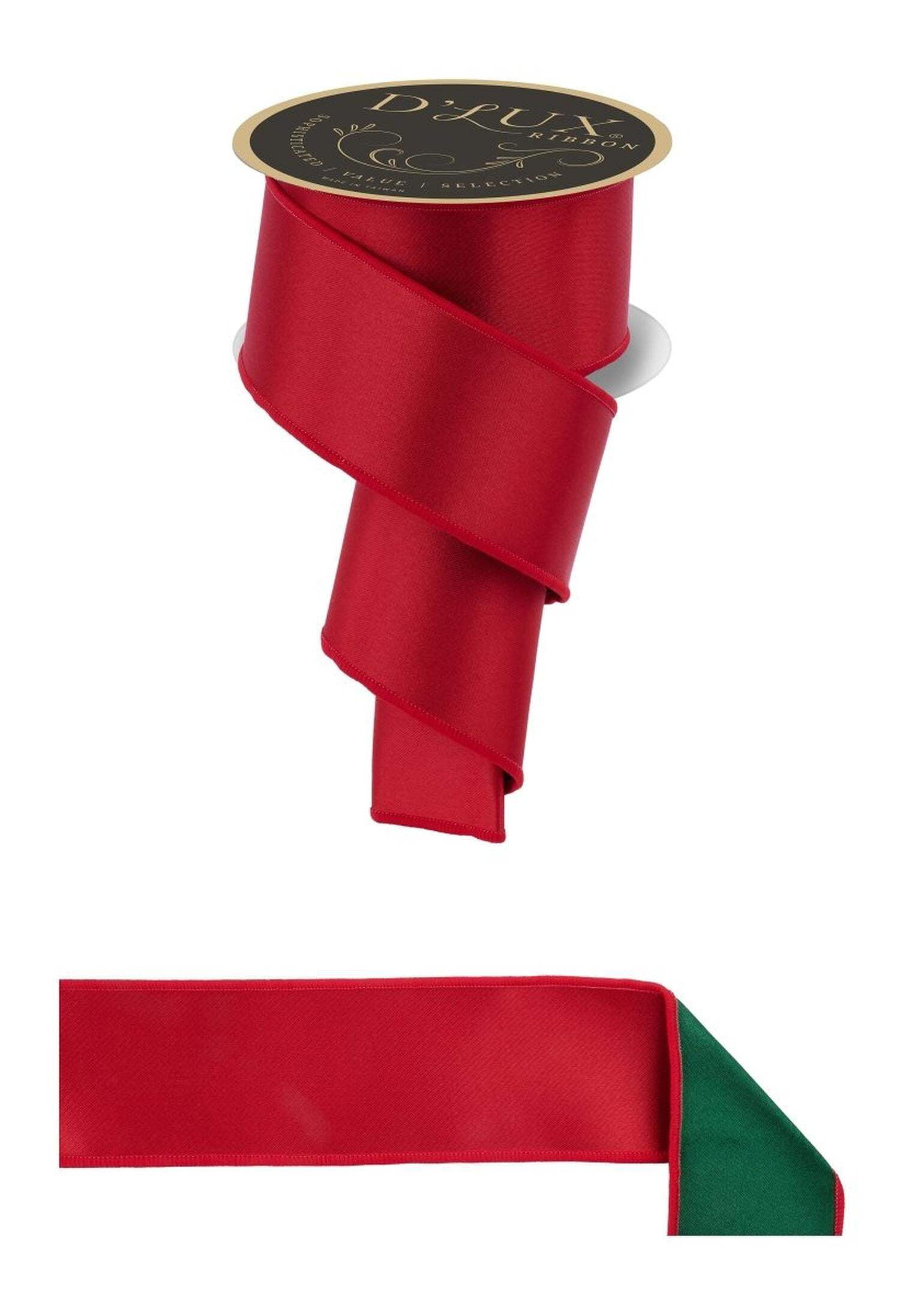 2.5in Satin Fused Ribbon: Red/Green (10 Yards)