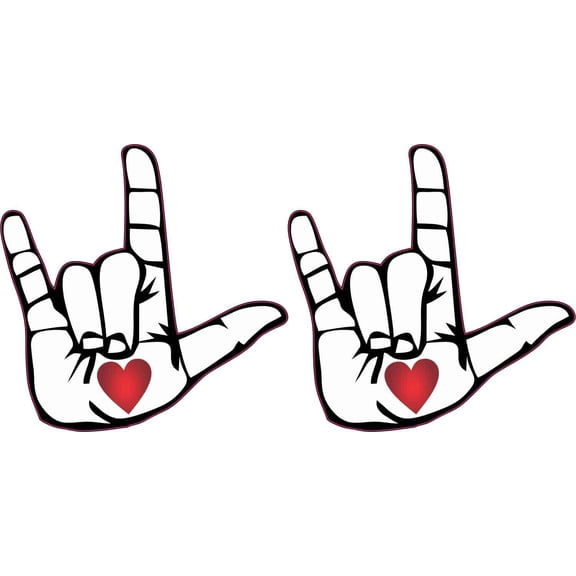 StickerTalk Die Cut Heart Hand ASL I Love You Vinyl Stickers, 1