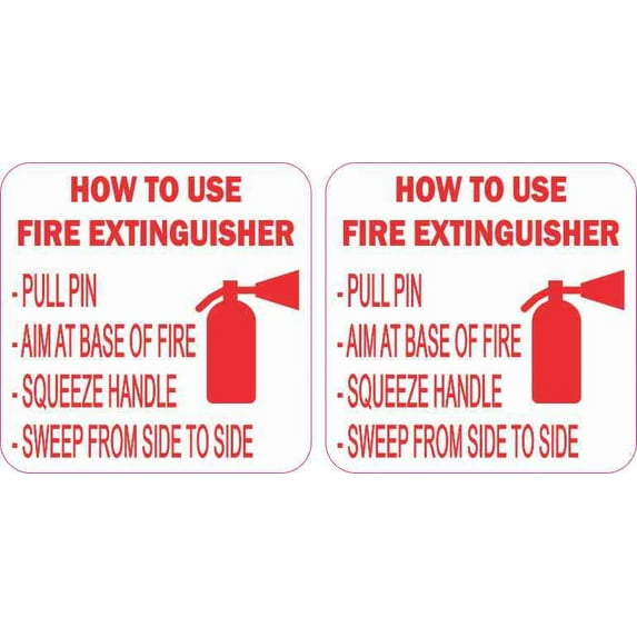 2.5in x 2.5in How to Use Fire Extinguisher Stickers