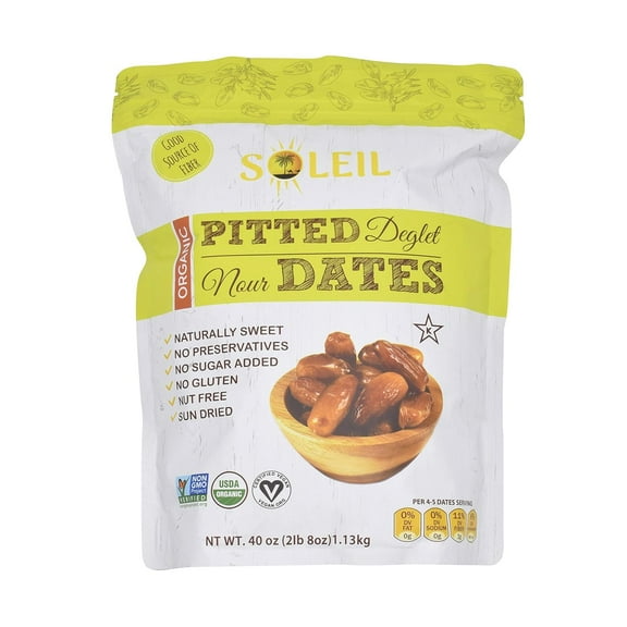 2.5lbs Organic Pitted Dates | 100% Algerian Deglet Noor | Certified ORGANIC, NON-GMO, VEGAN, KOSHER, naturally sweet and Gluten-free, NO sugar added, NO sulfurs or preservatives, Nut-Free.