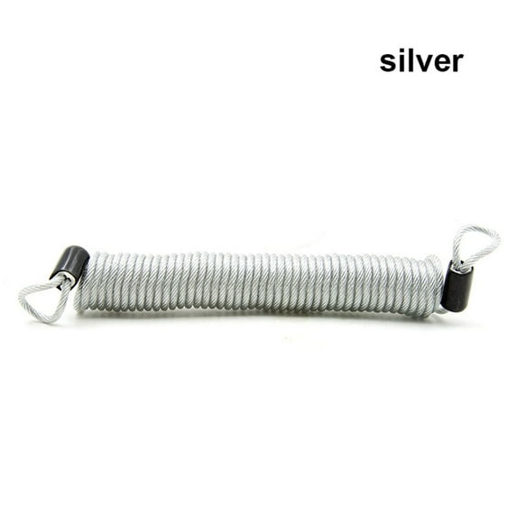 2.5m Bike Tool Disc Brake Scooter Security Reminder Bold Spring Cable Bicycle Lock Rope Motorcycle Alarm Helmet Wire SILVER