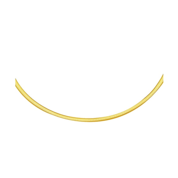 2.5mm 14k Two Tone Gold Reversible Omega Necklace 18 in