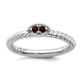 thumbnail image 1 of 2.5mm 14k White Gold Stackable Garnet Twisted Ring Size 7 Stackable Ring for Women, 1 of 2