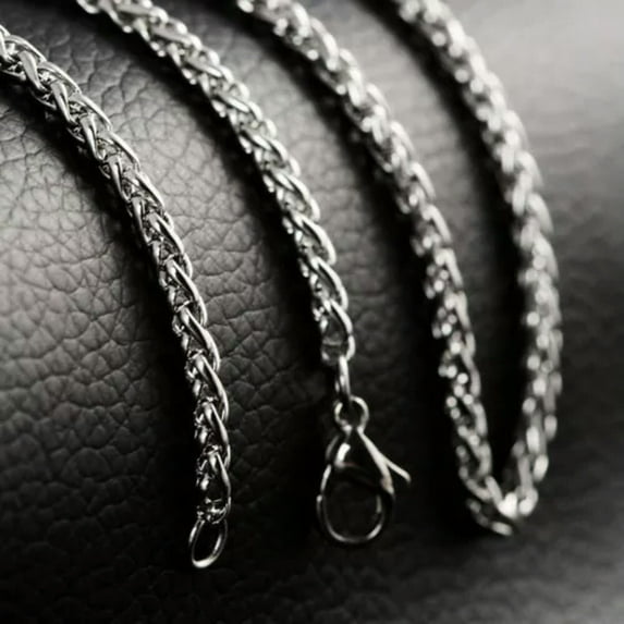 2.5mm 316L Woman Man Stainless Steel Wheat Braided Chain Necklace 16''-36''