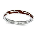thumbnail image 1 of 2.5mm 925 Sterling Silver Polished Patterned Stackable Brown Enamel Ring Size 5 Stackable Ring for Women, 1 of 2