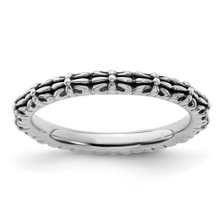 Sterling Silver Stackable Expressions Antiqued Patterned Ring Sterling Silver Stackable Expressions Antiqued Patterned Ring