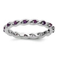thumbnail image 1 of 2.5mm 925 Sterling Silver Polished Prong set Stackable Amethyst Ring Size 7 Stackable Ring for Women, 1 of 2