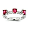 thumbnail image 1 of 2.5mm 925 Sterling Silver Polished Prong set Stackable Created Ruby Three Stone Ring Size 8 Stackable Ring for Women, 1 of 2