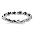 thumbnail image 1 of 2.5mm 925 Sterling Silver Polished Prong set Stackable Created Sapphire Ring Size 6 Stackable Ring for Women, 1 of 2