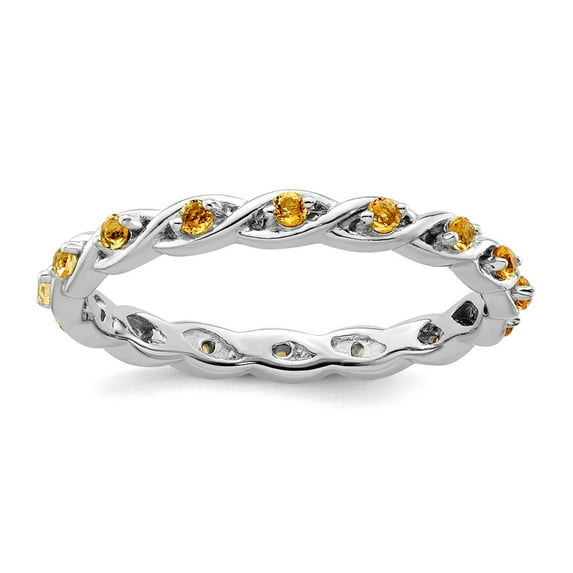 2.5mm 925 Sterling Silver Polished Prong set Stackable Citrine Ring Size 8 Stackable Ring for Women