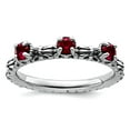 thumbnail image 1 of 2.5mm 925 Sterling Silver Polished Prong set Stackable Created Ruby Three Stone Ring Size 5 Stackable Ring for Women, 1 of 2
