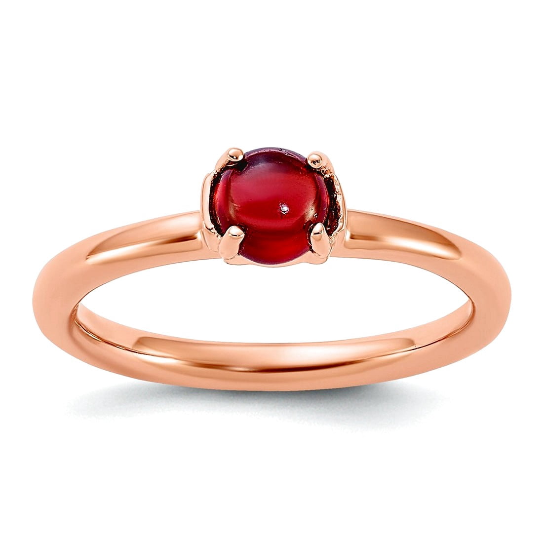 2.5mm 925 Sterling Silver Polished Prong set Stackable Garnet Pink Plated Ring Size 8 Stackable Ring for Women