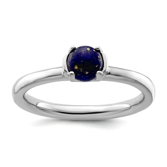 2.5mm 925 Sterling Silver Prong set Stackable Polished Blue Lapis Ring Size 5 Stackable Ring for Women