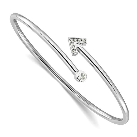 2.5mm 925 Sterling Silver Rhodium Plated Cubic Zirconia Arrow Flexible Cuff Bangel Bracelet Cuff Bracelet for Women