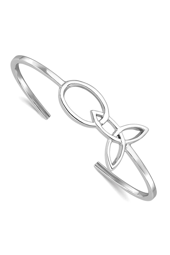 2.5mm 925 Sterling Silver Rhodium Plated Trinity Knot Cuff Stackable Bangle Bracelet Cuff Bracelet for Women