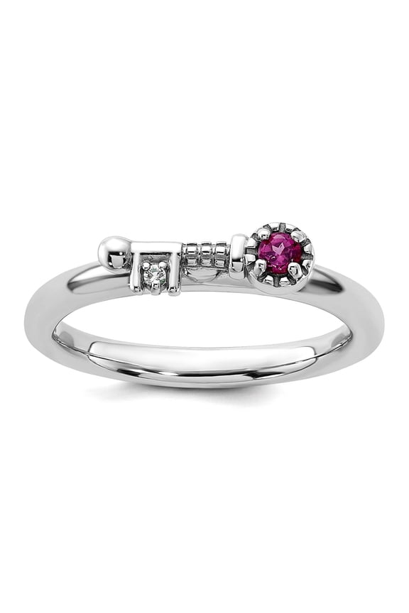 2.5mm 925 Sterling Silver Stackable Rhodium Plate Rhodolite Gar W.topaz Key Ri 7 Inch Link Bracelet for Women