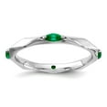 thumbnail image 1 of 2.5mm 925 Sterling Silver Stackable Rhodium Plated Created Emerald Ring Size 8 Stackable Ring for Women, 1 of 2