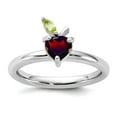 thumbnail image 1 of 2.5mm 925 Sterling Silver Stackable Rhodium Plated Garnet Peridot Fruit Design Ring Size 8 Stackable Ring for Women, 1 of 2