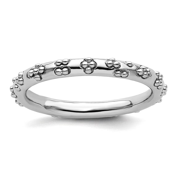 2.5mm 925 Sterling Silver Stackable Rhodium Textured Ring Size 5 Stackable Ring for Women