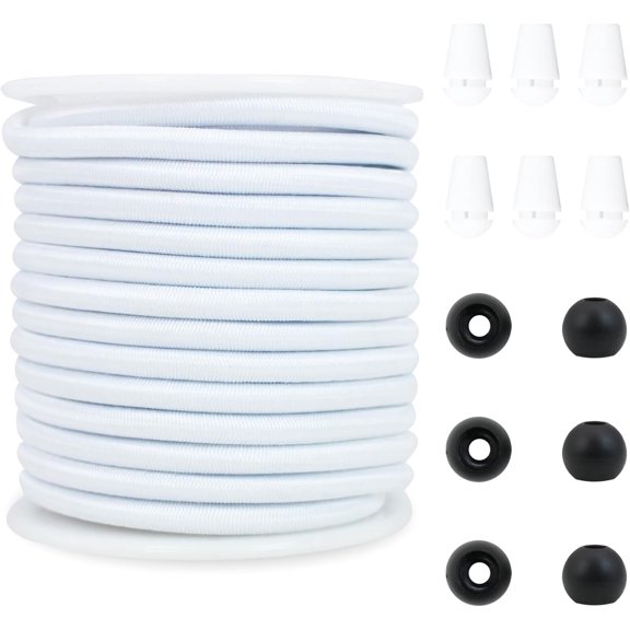 2.5mm Black&White Elastic Beaded Cords Roll 15 Yards Strong Stretch String Rope Cord for Bracelets,Beads,Keychain Making,Shoes,Tags,Clothes DIY Crafts Jewerly Making & Sewing