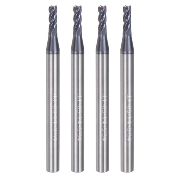 2.5mm Dia 4mm Straight Shank HRC45 Carbide AlTiN Coated 4 Flute Square End Mill 4pcs