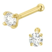 JEWELRY AVALANCHE 2.5mm Diamond Nose Bone Nose Stud 14K Yellow Gold 20G Nose Ring Stud Unisex Ball-end Diamond Nose Stud 20GNSBN-25WDYG