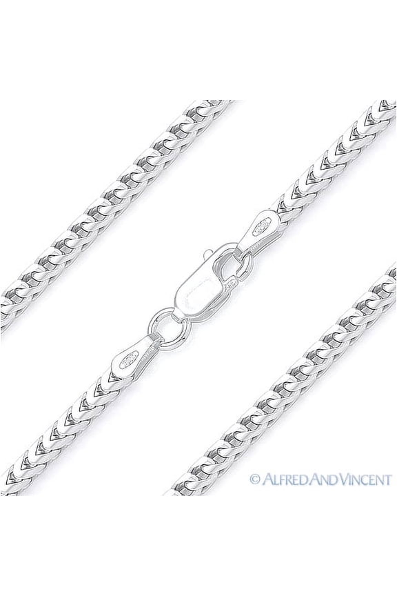 2.5mm Franco Arrow-Link Italian Chain Necklace in .925 Sterling Silver w/ Rhodium