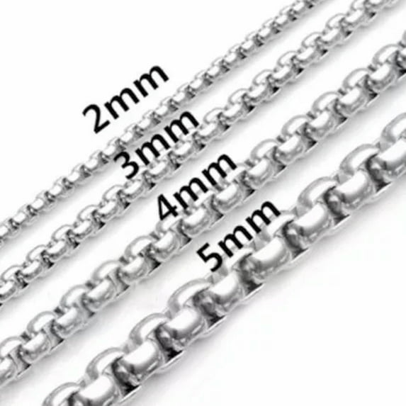 2-5mm Men Womens 316L Stainless Steel Silver Curb Link Chain Necklace Gift