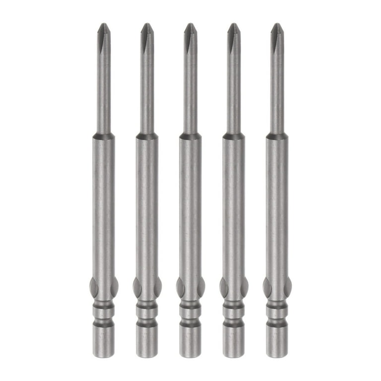 2.5mm PH0 Magnetic Phillips Screwdriver Drill Bit 4mm Round Shank 2.5 Inch Length 5 Pack