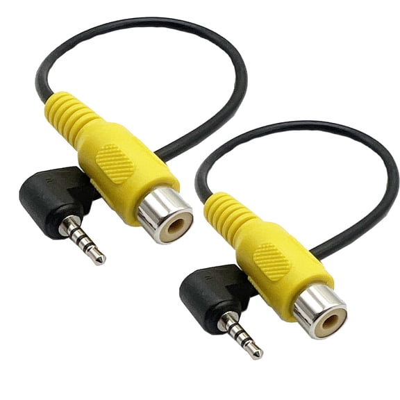 2.5mm to RCA Cable 8inch 2 Pack 90 Degree Angle 2.5mm Male Plug to RCA Female Audio Adapter AV Input Adapter Cable for GPS Navigator DVR Backup Camera Headphones Phones Speakers Amplifiers