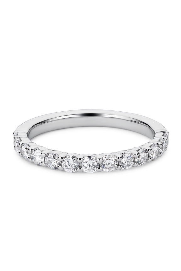 2.5mm Round Cut Moissanite Half Eternity Wedding Band in 925 Sterling Silver
