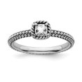 thumbnail image 1 of 2.5mm Sterling Silver Stackable Checker-cut White Topaz Antiqued Ring - Size 7, 1 of 2