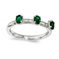 thumbnail image 1 of 2.5mm Sterling Silver Stackable Created Emerald Three Stone Ring - .51 cwt - Size 9, 1 of 2