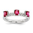 thumbnail image 1 of 2.5mm Sterling Silver Stackable Created Ruby Three Stone Ring - .84 cwt - Size 8, 1 of 2