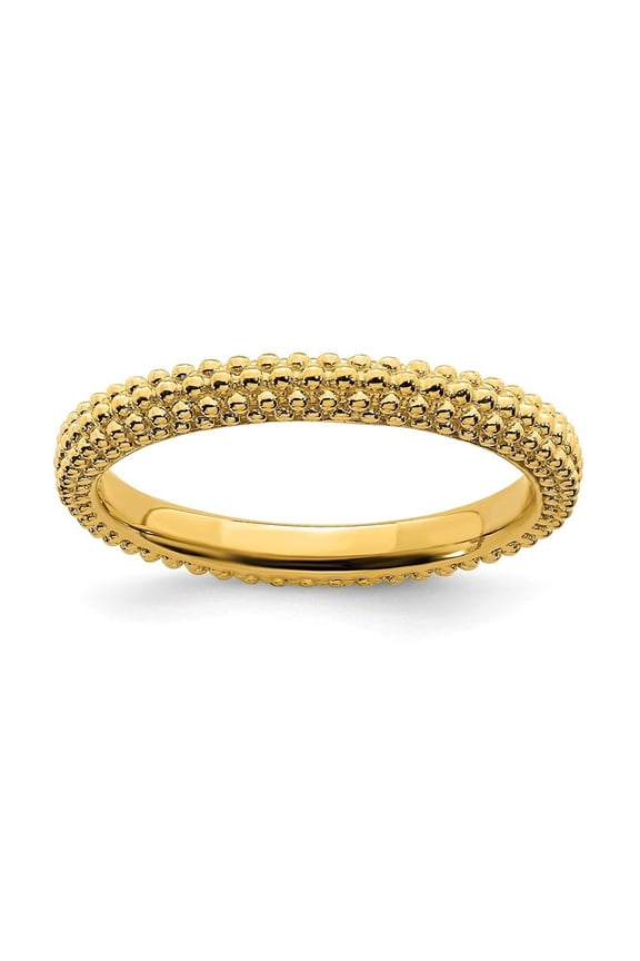 2.5mm Sterling Silver Stackable Gold-Flashed Domed Ring - 3.2 Grams - Size 7