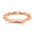 thumbnail image 1 of 2.5mm Sterling Silver Stackable Pink-plated Textured Ring - 2.8 Grams - Size 6, 1 of 2