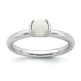 thumbnail image 1 of 2.5mm Sterling Silver Stackable Polished White Agate Ring - Size 9, 1 of 2