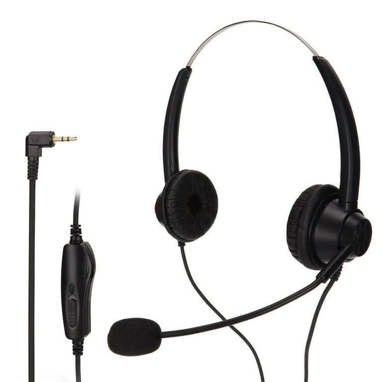 2.5mm Telephone Headset Binaural Noise Cancelling Call Center Earphone with Mic Mute for Business Customer Service Walmart