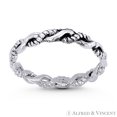 thumbnail image 1 of 2.5mm Twist-Rope Crossover Right Hand Ring Stackable Band in Oxidized .925 Sterling Silver, 1 of 1