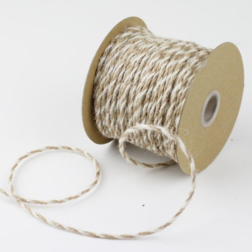 2.5mm x 50 Yards Decorative Two Tone Burlap Jute Rope Twine (Ivory)