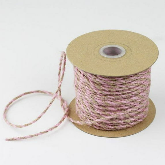 2.5mm x 50 Yards Decorative Two Tone Burlap Jute Rope Twine (Pink)