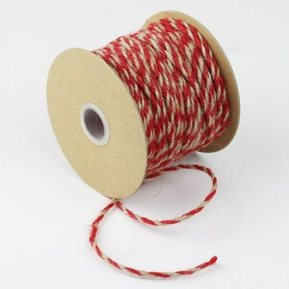 2.5mm x 50 Yards Decorative Two Tone Burlap Jute Rope Twine (Red)